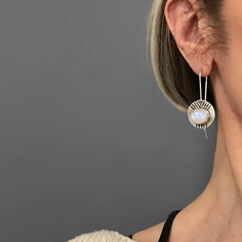 Ethnic Dangle Earrings with Moonstone