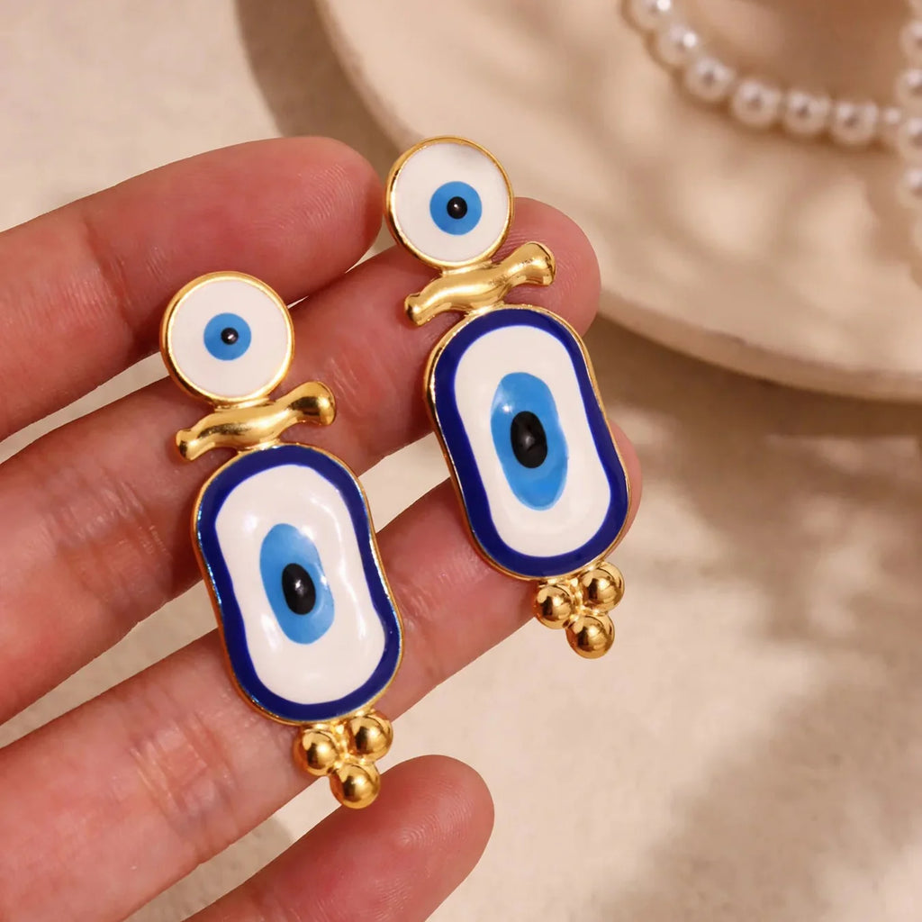 Ethnic Blue Eye Dangle Earrings or