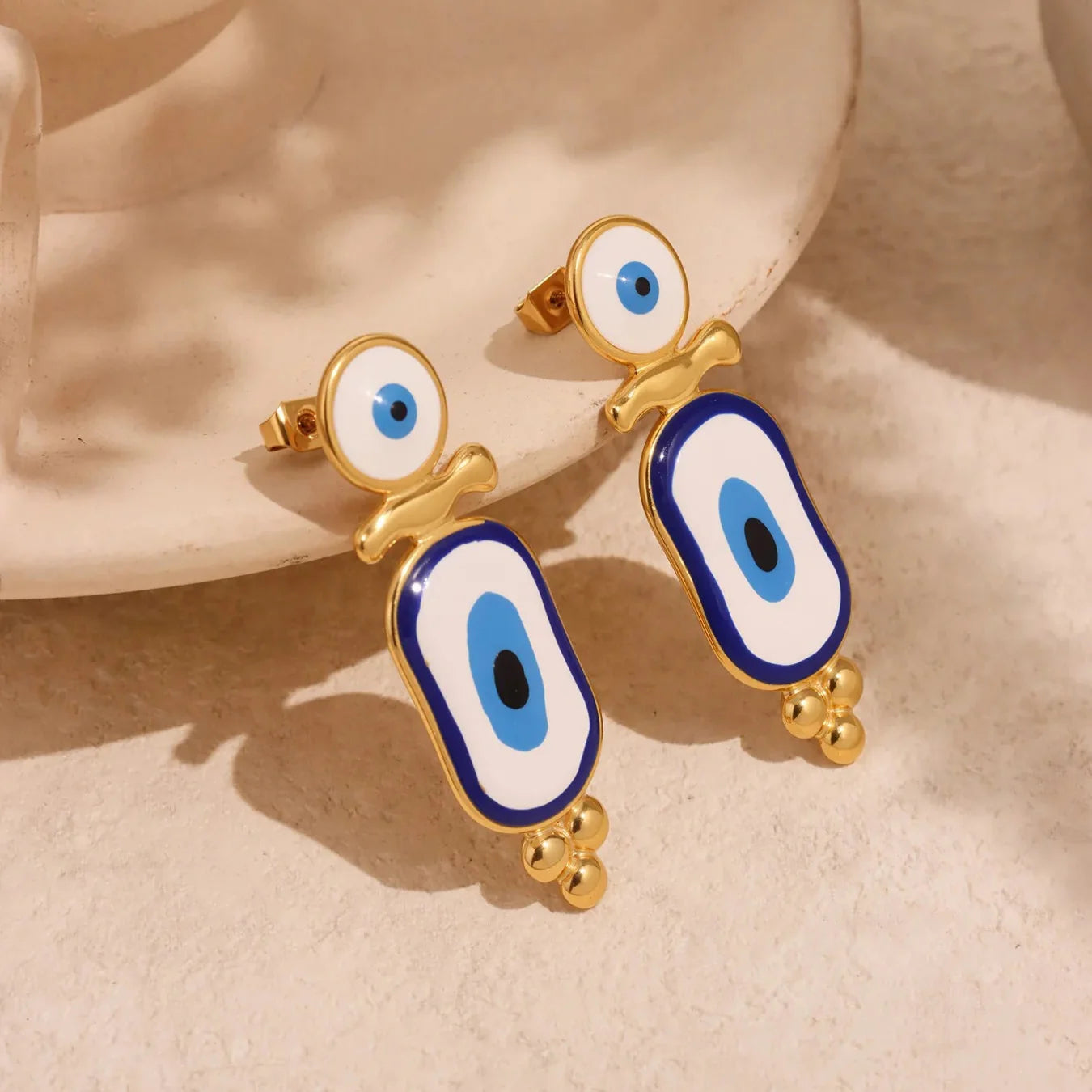 Ethnic Blue Eye Dangle Earrings or