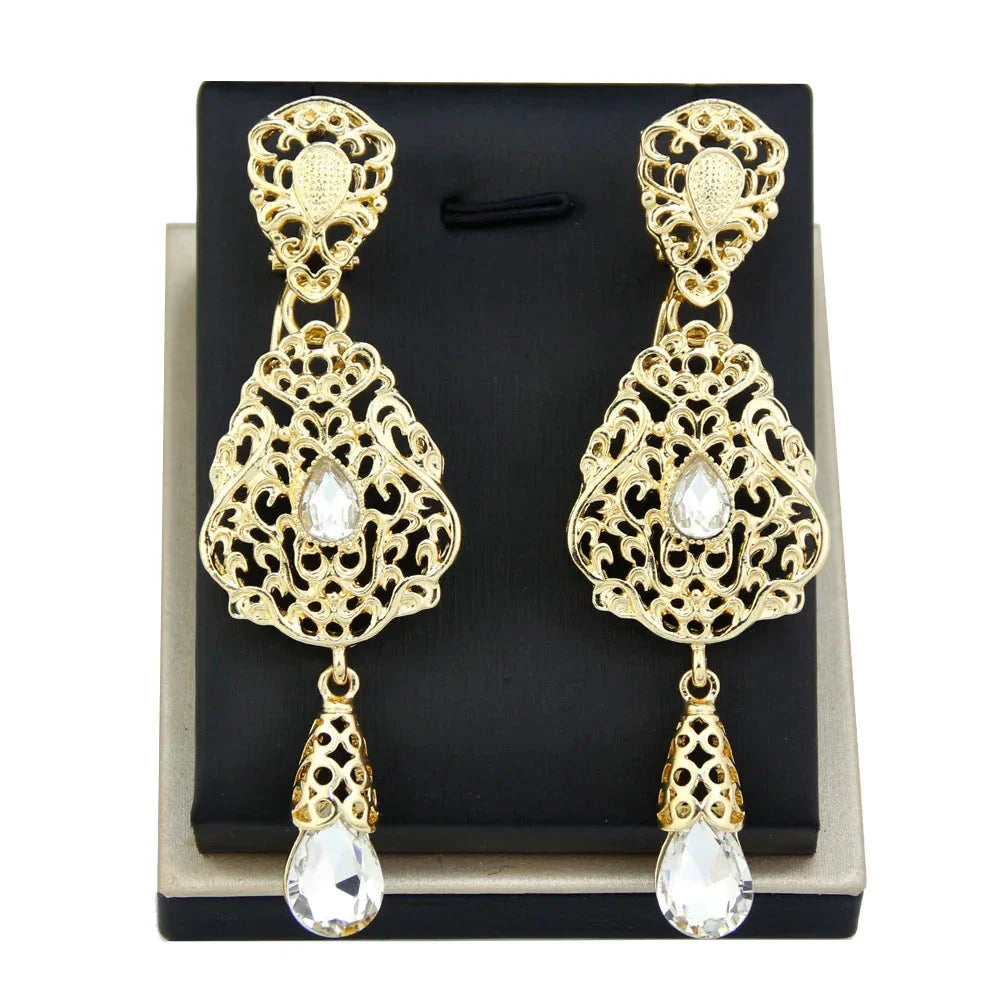 Oriental Ethnic Dangle Earrings white