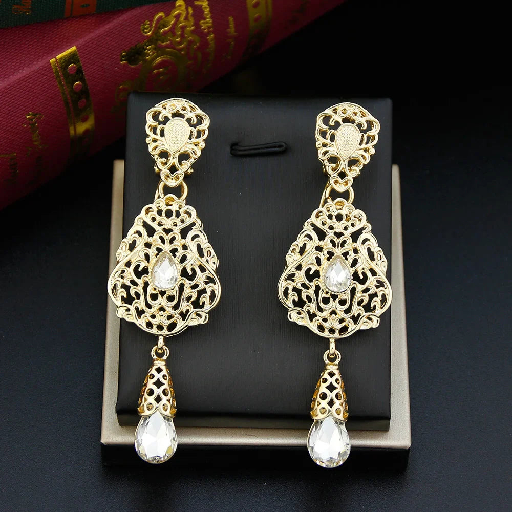 Oriental Ethnic Dangle Earrings white