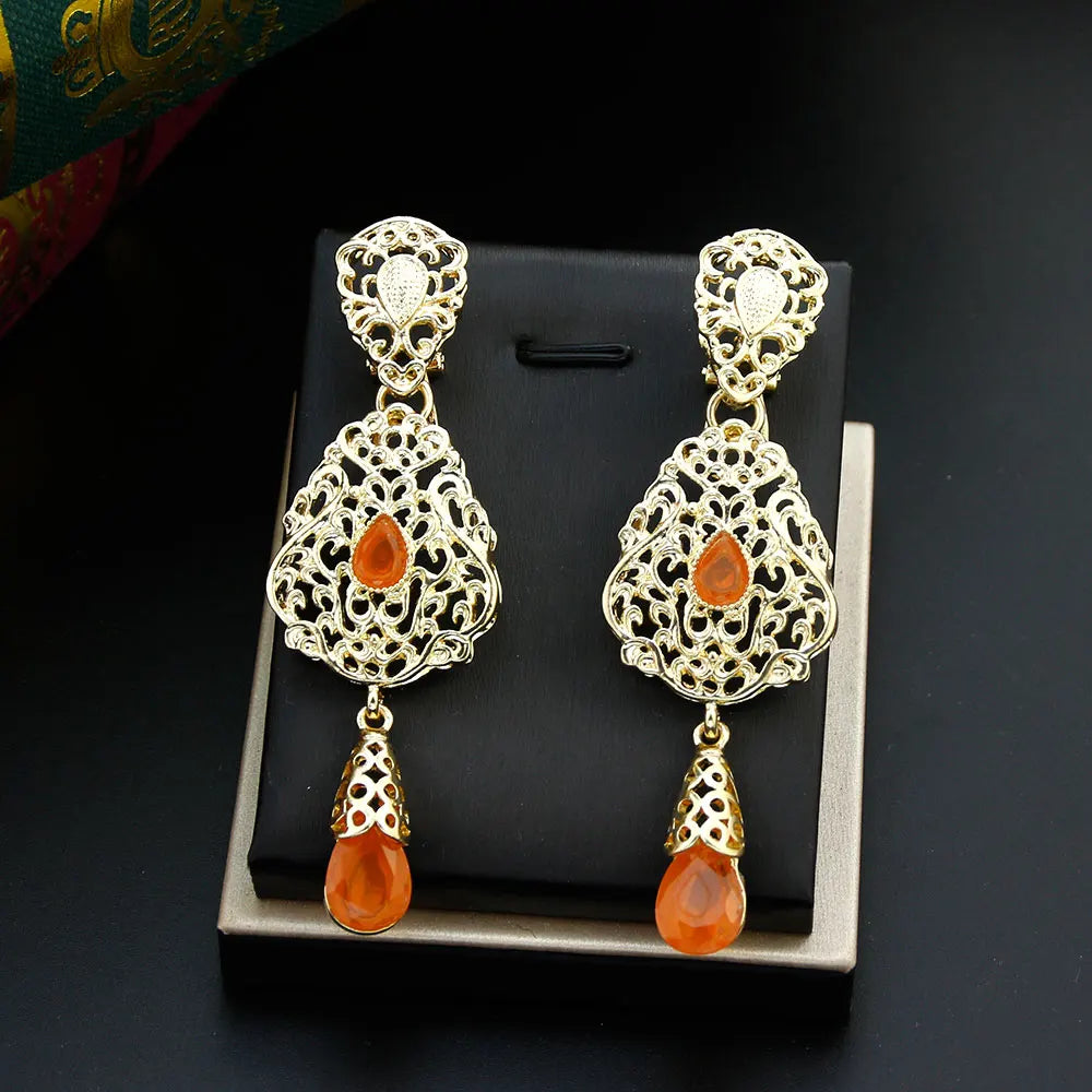 Oriental Ethnic Dangle Earrings orange