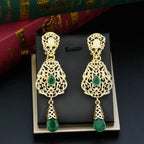Oriental Ethnic Dangle Earrings dark green