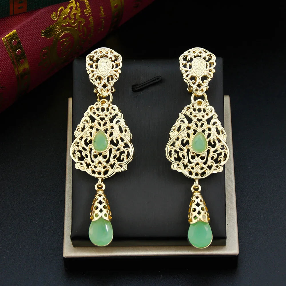 Oriental Ethnic Dangle Earrings light green