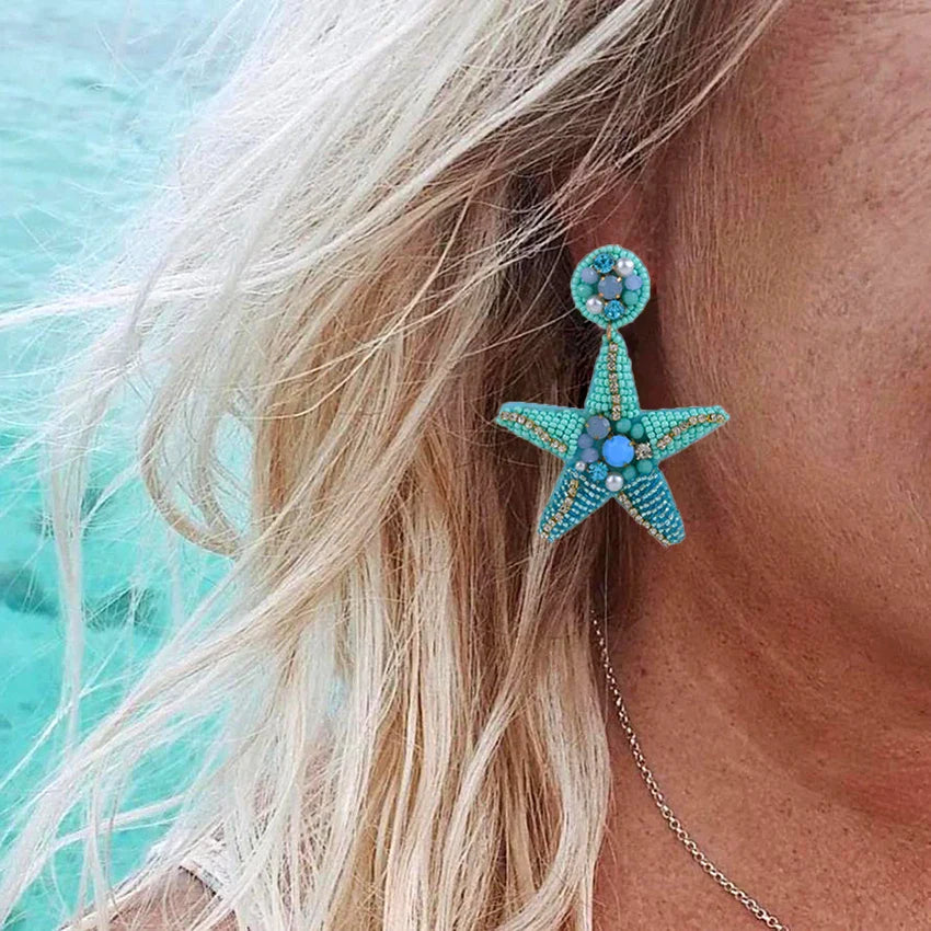 Starfish Shell Dangle Earrings