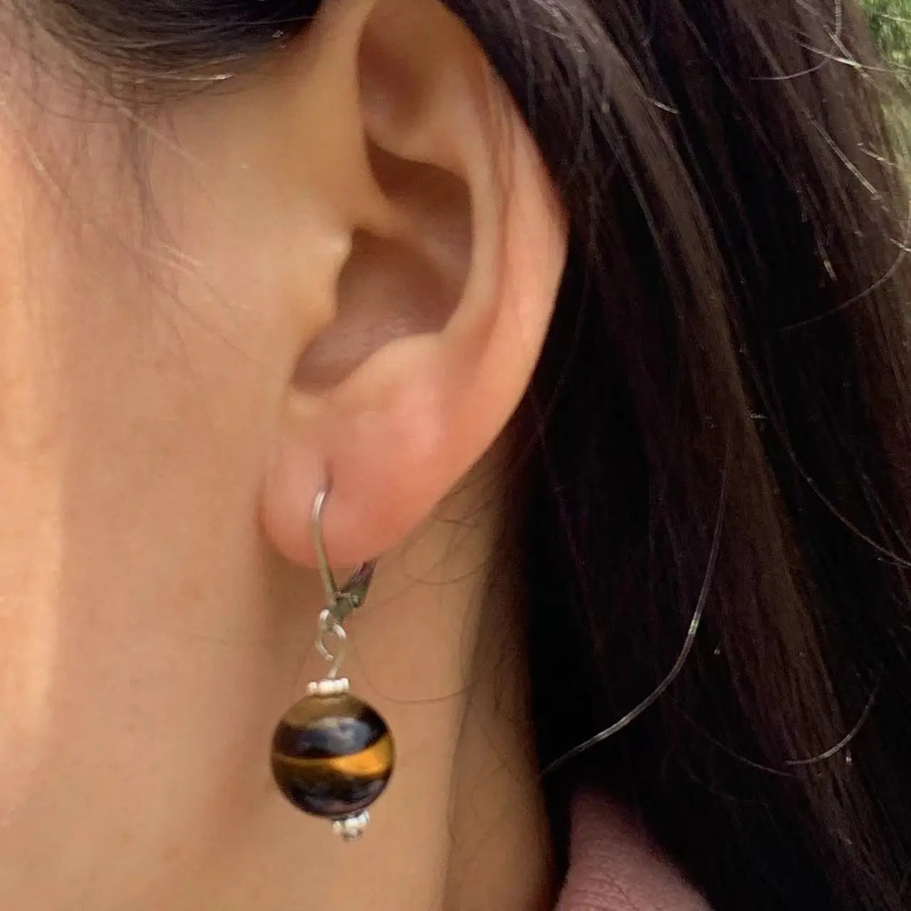 Women's Dangle Earrings Tiger's Eye