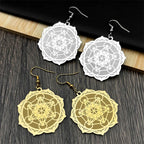 Women's Hanging Earrings Metatron's Cube Gold