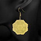 Women's Hanging Earrings Metatron's Cube Gold