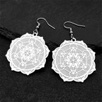 Women's Hanging Earrings Metatron's Cube Silver