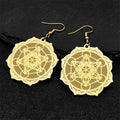 Women's Hanging Earrings Metatron's Cube Gold