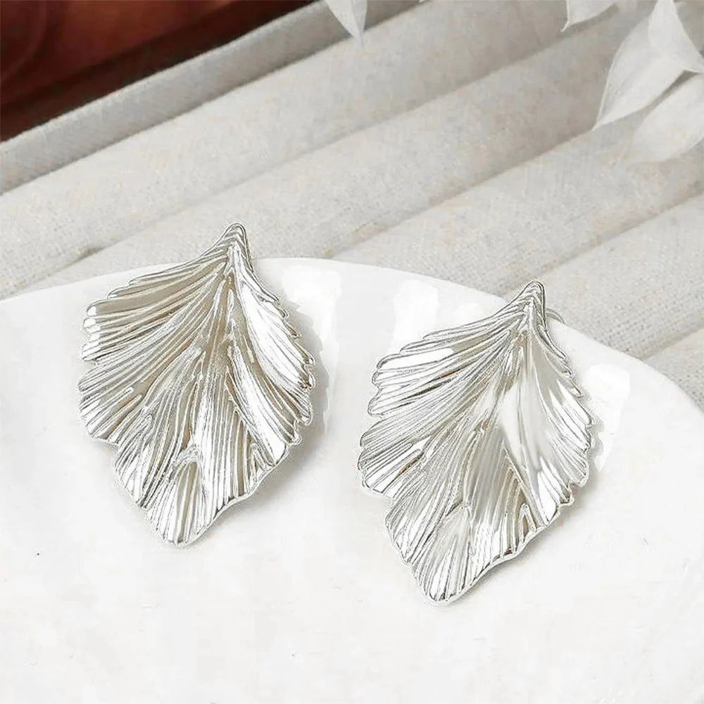 Women's Leaf Dangle Earrings Silver