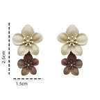 Beige and Brown Floral Drop Earrings