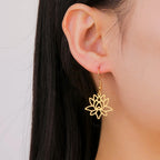 Lotus Flower Drop Earrings for Women Gold