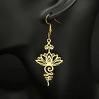 Women’s Lotus Flower Dangle Earrings gold