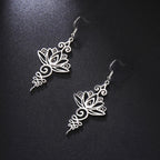 Women’s Lotus Flower Dangle Earrings silver