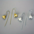 Magnolia Flower Drop Earrings silver