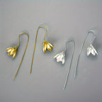 Magnolia Flower Drop Earrings silver
