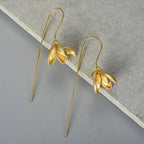Magnolia Flower Drop Earrings gold