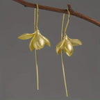 Magnolia Flower Drop Earrings gold