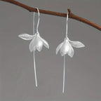 Magnolia Flower Drop Earrings silver