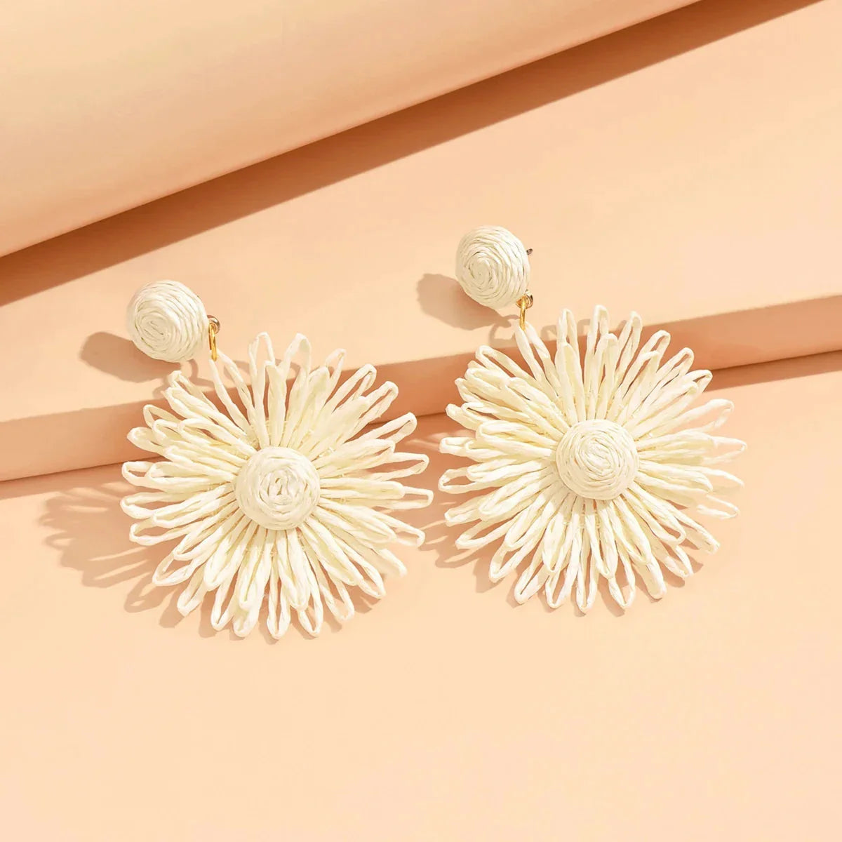 White Daisy Flower Drop Earrings