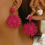 Pink Daisy Flower Drop Earrings