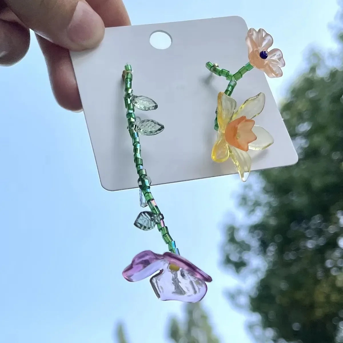 Bohemian-Style Flower Drop Earrings