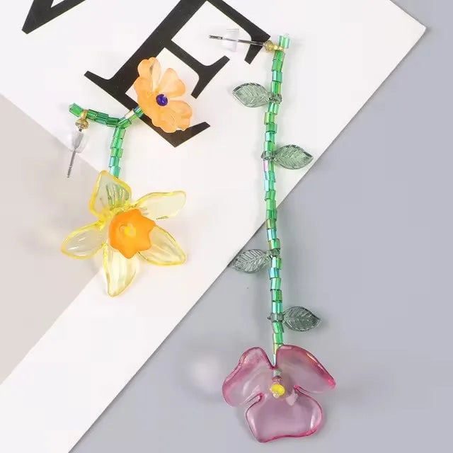 Bohemian-Style Flower Drop Earrings