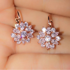 Pendant Earrings Flower Zircon Rose Gold