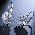 Pendant Earrings Flower Zircon White