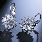 Pendant Earrings Flower Zircon White