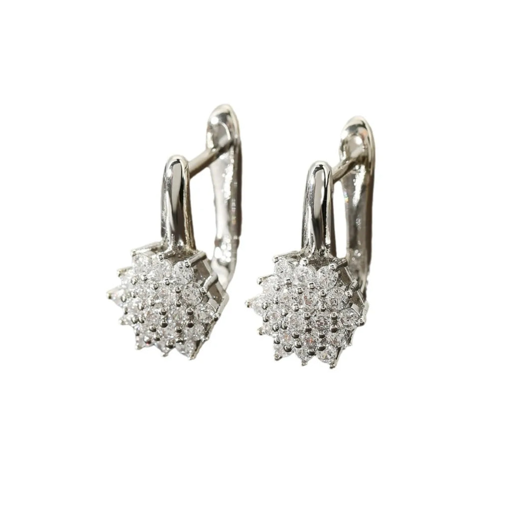 Pendant Earrings Flower Zircon White B