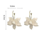 Large White Flower Dangle Hoop Earrings