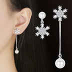 Snowflake Drop Earrings Silver Women