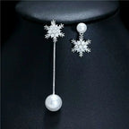 Snowflake Drop Earrings Silver Women