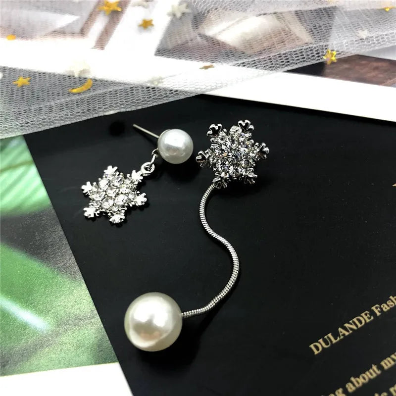 Snowflake Drop Earrings Silver Women