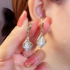 Water Drop Dangle Earrings with White Zircon