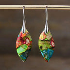 Colorful Water Drop Dangle Earrings silver and green