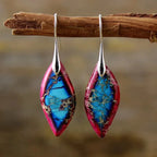 Colorful Water Drop Dangle Earrings silver red and blue