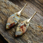 Colorful Water Drop Dangle Earrings gold and brown