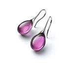 Silver and Purple Water Drop Dangle Earrings