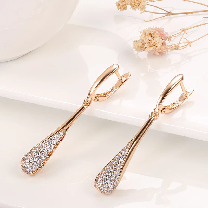Water Drop Zircon Drop Earrings for Women
