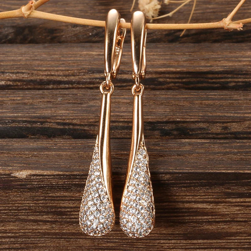 Water Drop Zircon Drop Earrings for Women