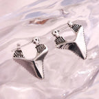Shark Tooth-Inlaid Dangle Earrings