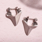Shark Tooth-Inlaid Dangle Earrings