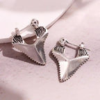 Shark Tooth-Inlaid Dangle Earrings
