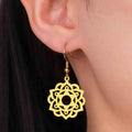 Mandala Drop Earrings for Women in gold