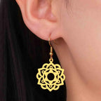 Mandala Drop Earrings for Women in gold