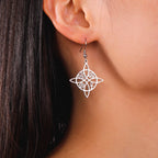Wiccan Protection Witch's Knot Dangle Earrings for Women Silver