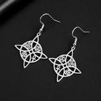 Wiccan Protection Witch's Knot Dangle Earrings for Women Silver